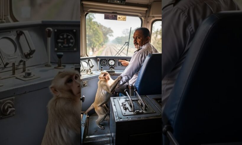 Monkey stops train #ai #foryou #rescue #animals #animalrescue #india