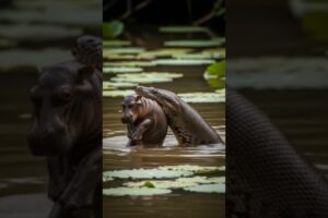 Mother Hippo Rescues Baby from Big Snake Animal Discovery Zoo Channel BBC #planet #national Anaconda