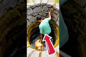 Mother dog asks man for help to save her puppy #goldenretriever  #puppy  #rescue