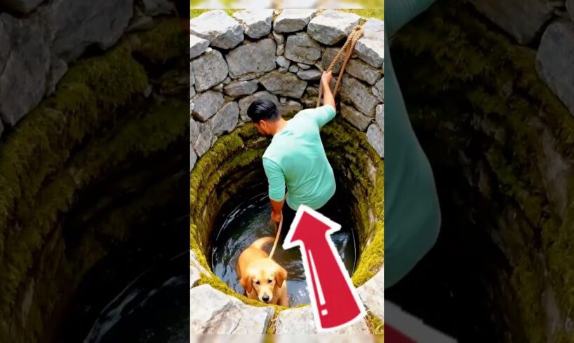 Mother dog asks man for help to save her puppy #goldenretriever  #puppy  #rescue