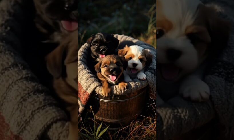 Puppies in a bucket🐕‍🦺🐶 #shorts #cute #puppies #trending #ytshorts