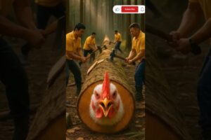 Rescue the Chicken from the Giant Log!😱#shorts  #youtube