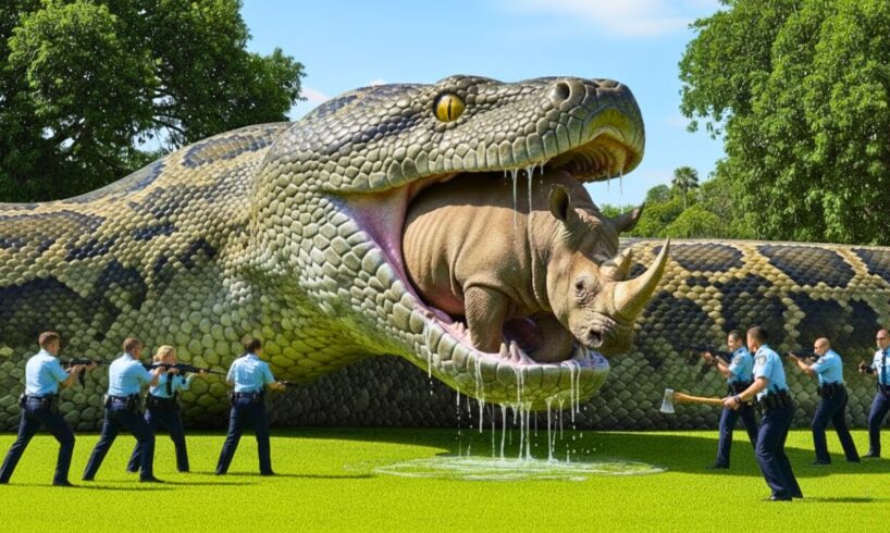 Unbelievable Rescue: Giant Python Attacks Rhino in Jungle