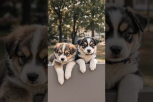 cute puppies on the wall #cute #funny #pets #puppy #dog #funnypuppy #shorts