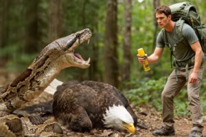 rescue animal: Hiker Rescues Eagle Family from Giant Boa Constrictor