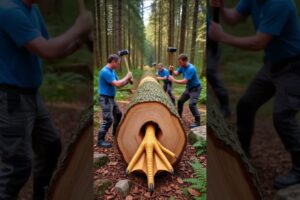 rescue mother duck and ducklings from giant log #animals #funny #shorts