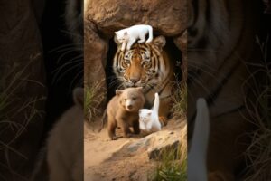 Animal Friends Playing Together! #cute #cat#cuteanimals #bear