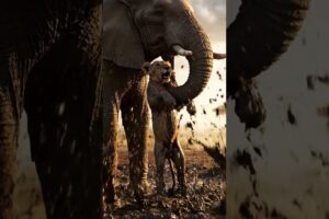 Animals Rescue : Brave Elephant Saves Baby Lion from Mud Trap