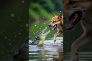 Brave Dog Fights Crocodile to Save His Puppies | Emotional Animal Battle Scene