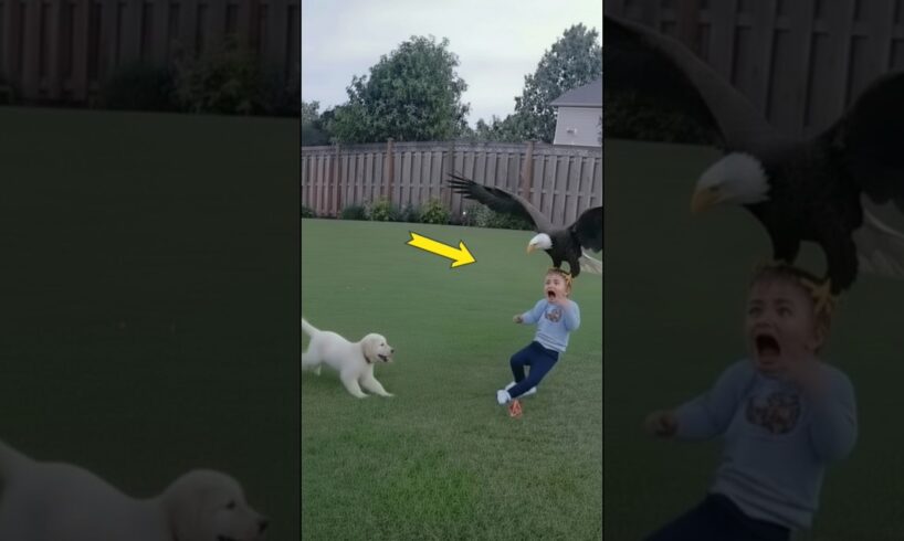 Brave Puppy Saves Baby from Eagle Attack | CCTV Footage 🐶🦅👶#shorts #dogsavesbaby #cctv #animallovers