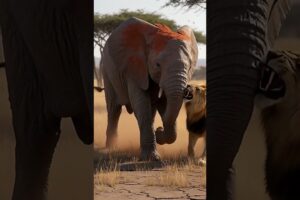 Brave young Elephant Fights for Survival Against a Powerful Lion | African Savannah Battle. #shorts