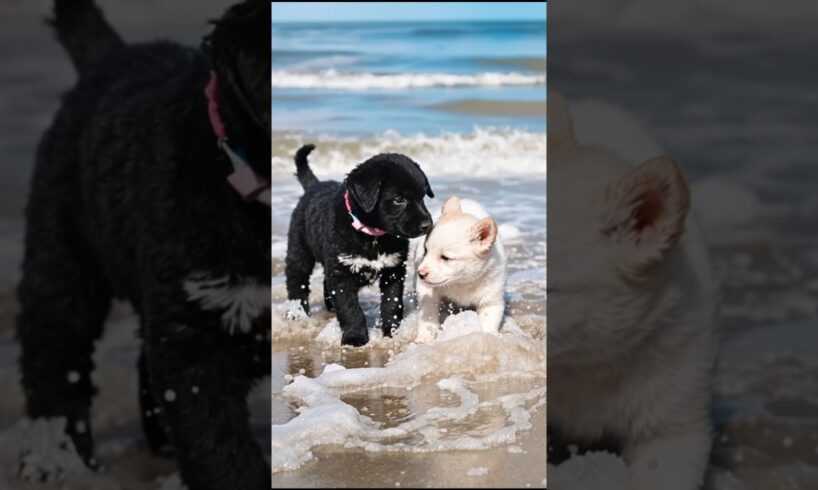 Cutest Puppies Playing On The Beach #puppy #cute #cutedog #dog #shorts