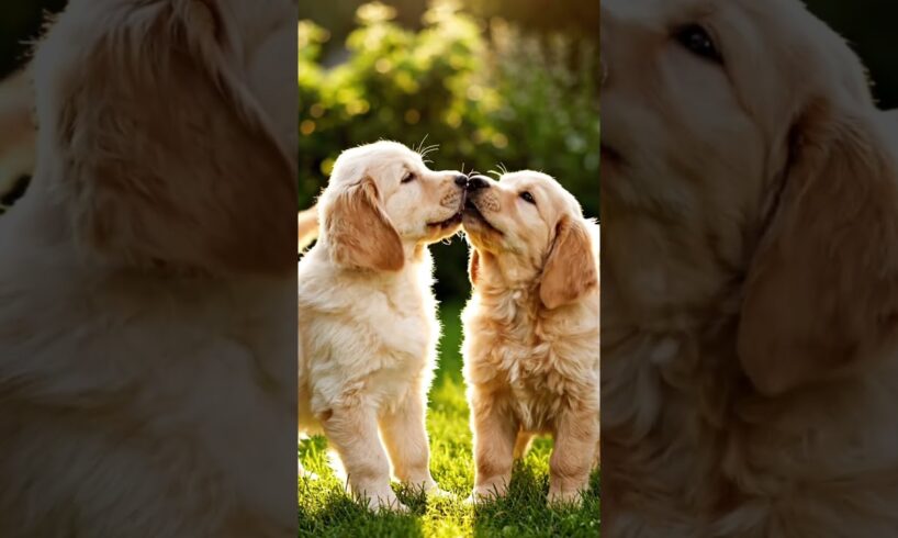 Cutest Puppy Couple Ever! 🐶💞 Golden Retriever Love | 8 Sec Pure Happiness #Shorts