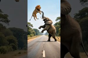 🔥 Elephant Lifts Lion High and Throws It Away After Brutal Attack! 🐅🐘  #shorts #elephant #lion