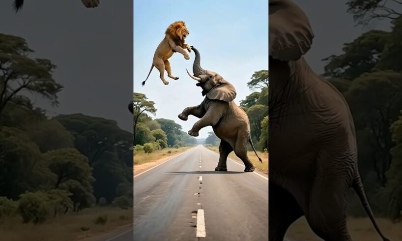 🔥 Elephant Lifts Lion High and Throws It Away After Brutal Attack! 🐅🐘  #shorts #elephant #lion