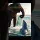 Elephant Rescues Dolphin Tangled in Fishing Net | Animals Rescue Mission on the Shore