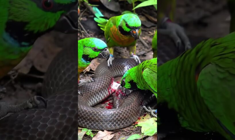 Epic Green Parrot vs Snake Battle 🦜🐍 | Nature’s Fierce Fight Caught on Camera! #shorts #outdoors