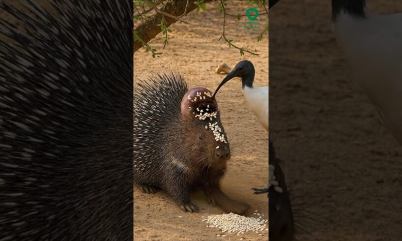 Incredible Moment: Stork Heals a Suffering Porcupine 🐦🦔"