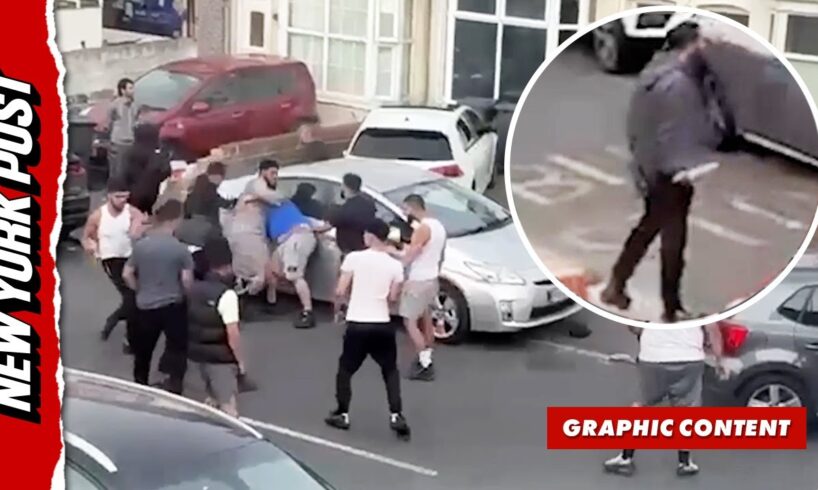 Man Charges Group With Machete During Massive Street Brawl in UK
