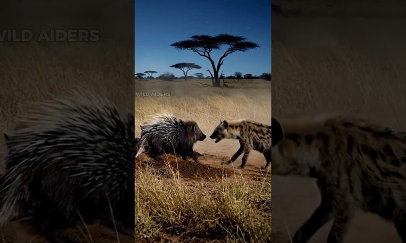 Reckless Hyena Attacks Baby Porcupine — But the Mother Fights Back! #survival #animals