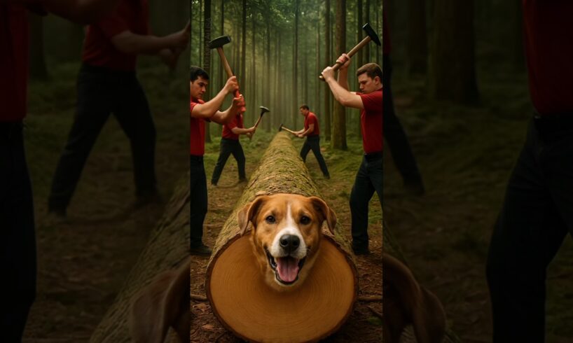 🐕 Rescue Dog from Giant Tree Trunk | Unbelievable Animal Rescue #dog #ytshorts #youtubeshorts #rescu