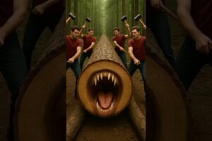Rescued Black Dragon from giant log#shorts#animals#funny#aishorts