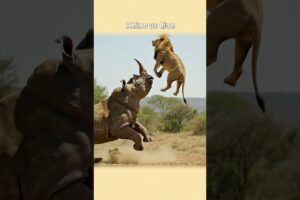 Rhino vs Lion #animals #Rhino #Lion