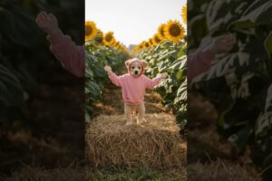 Sunflower Stage Dance! 🌻🐶 Cutest Puppy on a Hay Bale | Funny Farm #Shorts