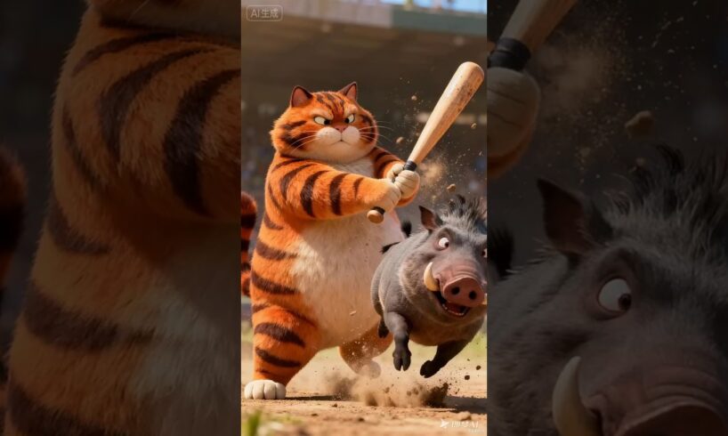 This is the real "playing the pig to eat the tiger"#funny #pigfeed #cats #aivideo #animals #cartoon