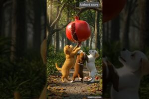 “Three Cute Puppies Work Together and Share a Giant Pomegranate Juice 🍹🐶 | #ai #shorts #emotional