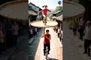 Unbelievable Stunts on a One-Wheeled Bicycle! #trendingshorts #circus #shortsfeed