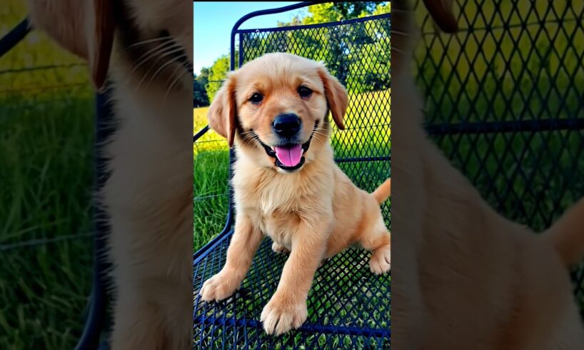 cute golden retriever puppy barking and playing outdoor #puppy #dog #barking #pets #trending #shorts