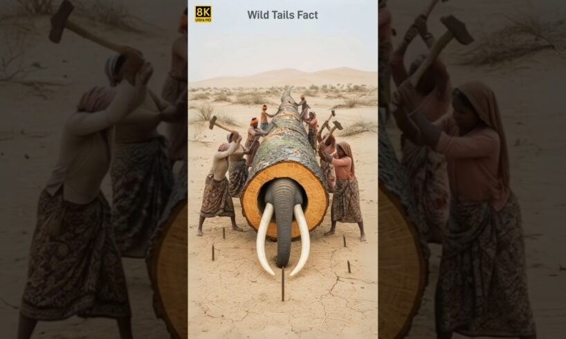 poor people rescue elephant  from giant log #animals #shorts #funny