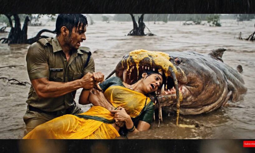 rescue animal:  Forest Department Rescues Woman From Giant Catfish Jaws