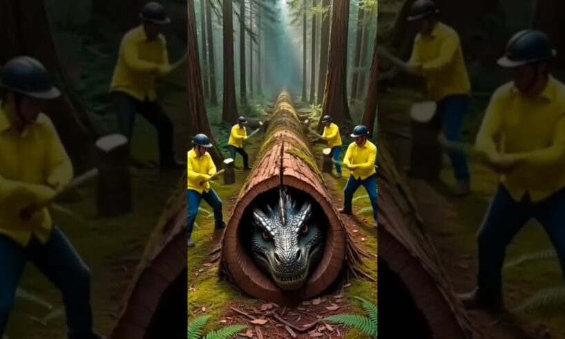 rescue dragon from giant log #funny #animals #comodyeffect