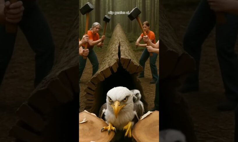 rescue eagle from giant log #funny #animalart #aiart #viralshorts #viralvideo #viralreels