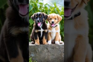 two cute puppies barking, sitting on a wall #puppy #dog #barking #youtubeshorts #trending #shorts
