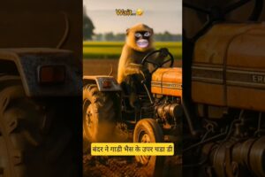😱बंदर ने गाडी भैस के उपर चडा डी😂#monkey #baffalo #comedy #shorts #ytshorts#thetharpuns#youtubeshorts