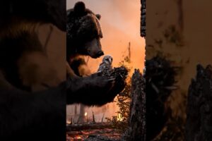 Bear Rescues Baby Owl from Burnt Forest | Emotional Animals Rescue Mission After Wildfire