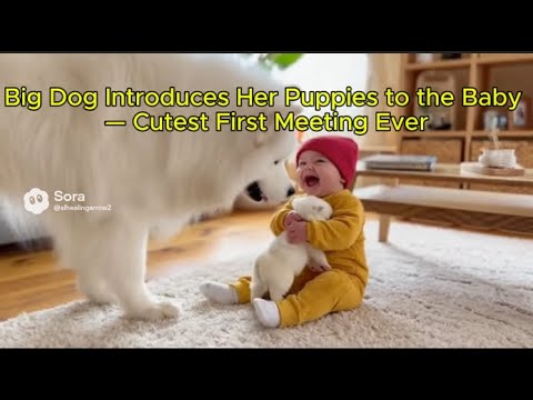 “Big Dog Introduces Her Puppies to the Baby — Cutest First Meeting Ever 💛”#BabyAndDog