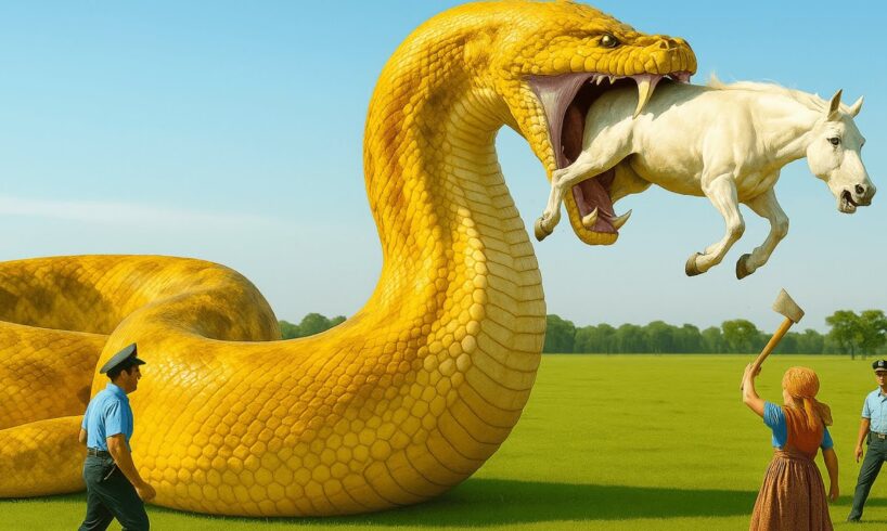 Brave Rescue Team Saves Injured Horse from Giant Python Ambush on the Roadside 🐍🐎