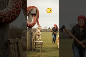 Brave Woman vs Giant Red Snake 😱 | Dog Rescue Moment! #youtubeshorts #animals #shorts #viral