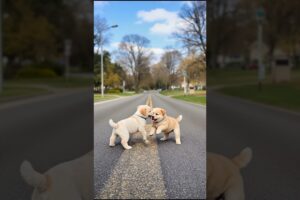 Cute Puppies Making Fun On The Road #puppy #dog #funny #viral #shorts