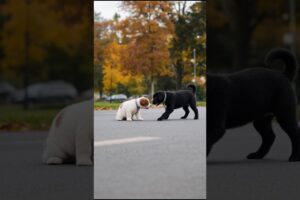 Cute Puppies Playing Around On The Road #puppy #cute #dog #funny #viral #shorts