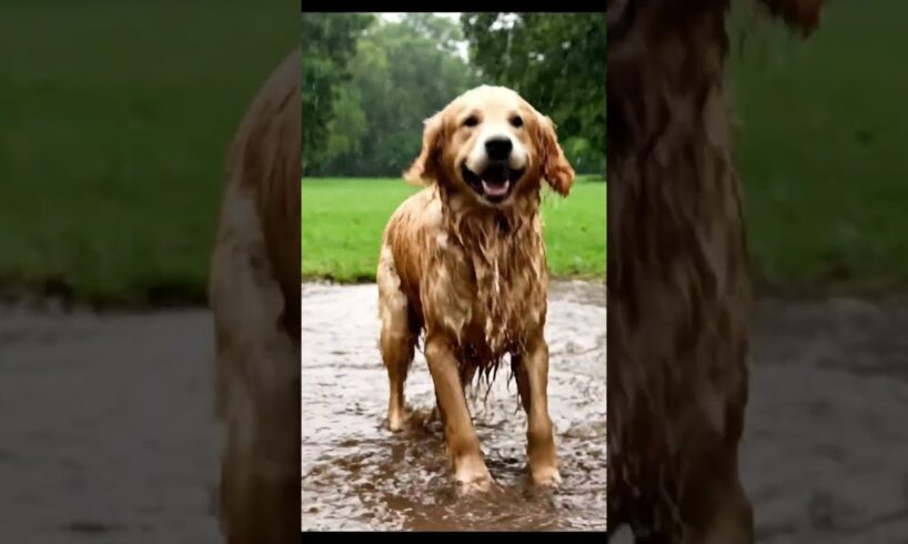 Dog playing with the rain  #dog #animals #cute