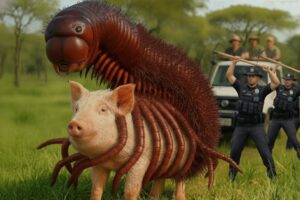 Heroic Rescue Team Saves Greedy Mother Pig from Giant Millipede Attack