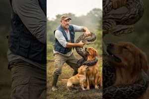 How Golden Retriever Asks Fisherman Saves Pup from Giant Snake 🐍🐕