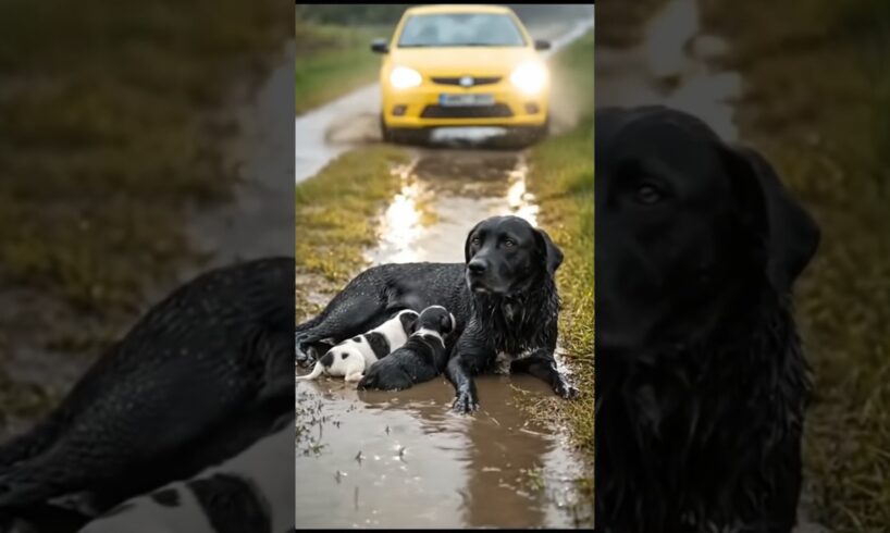 Kind Young Man Rescues Labrador Mom and Her Newborn Puppy #animalrescue #labrador #puppy