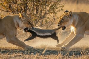 Lions Regret Messing with the Wrong Honey Badger