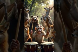 Monkey playing drums, wild animals dancing #shortsfeed #funny #wildlife #shortvideo